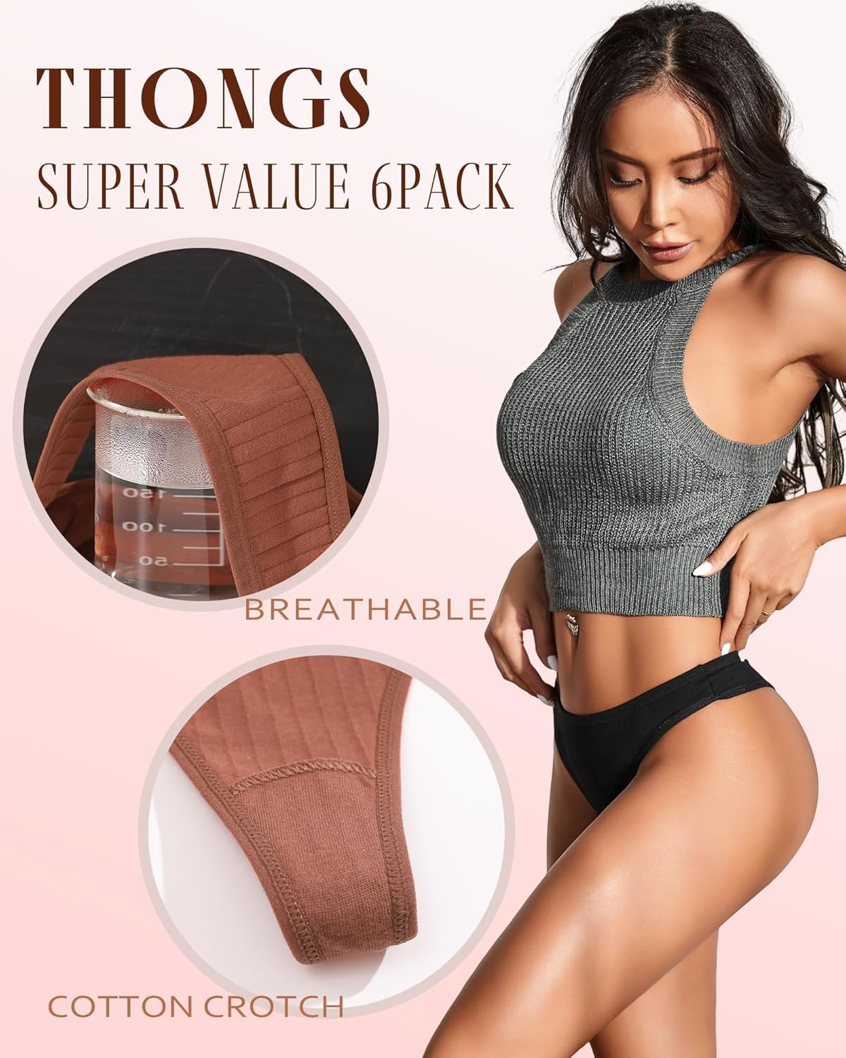 FINETOO Cotton Thongs for Women Soft Low Rise Sexy Thong Ladies Panties Womens Underwear 6 Pack XS-XXXL - lunas-mystic-emporium.com FINETOO Cotton Thongs for Women Soft Low Rise Sexy Thong Ladies Panties Womens Underwear 6 Pack XS-XXXL