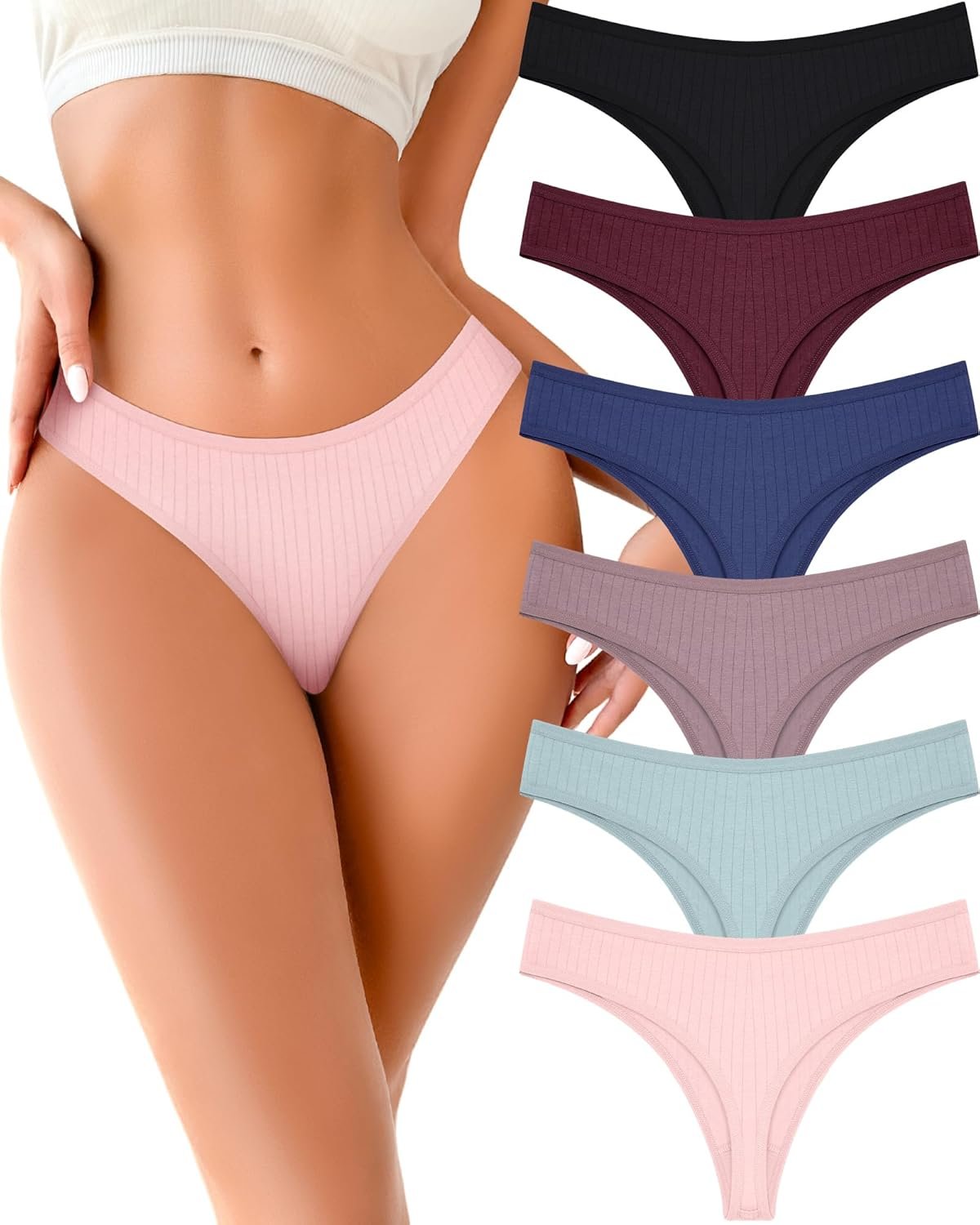 FINETOO Cotton Thongs for Women Soft Low Rise Sexy Thong Ladies Panties Womens Underwear 6 Pack XS-XXXL - lunas-mystic-emporium.com FINETOO Cotton Thongs for Women Soft Low Rise Sexy Thong Ladies Panties Womens Underwear 6 Pack XS-XXXL