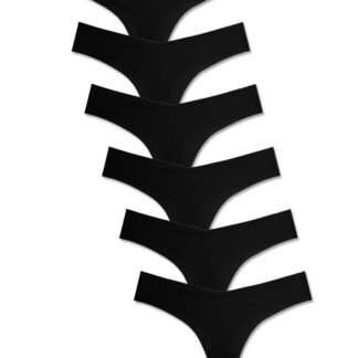 FINETOO Seamless Thongs for Women Sexy No Show Panties Invisible V-waisted Stretch Ladies Underwear 6 Pack