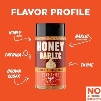 Fire & Smoke Society Honey Garlic BBQ Rub | Seasonings and Rubs for Smoking and Grilling | Pulled Pork Ribs Chicken, Burgers, Dry BBQ Rubs Spices | Honey Garlic, Brown | M 6.5 oz