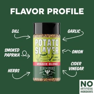 Fire & Smoke Society Potato Slayer Vegetable Seasoning | BBQ Rubs for Grilling | Potato, French Fry Seasoning | Mix Blend Rub Powder, Garlic, Onion, Herb Flavor | M 5 oz