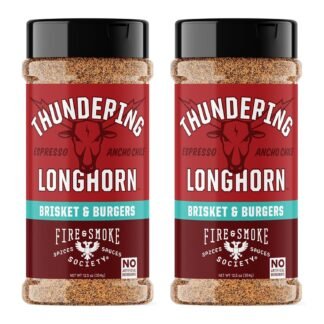 Fire & Smoke Society Thundering Longhorn Steak Seasoning | BBQ Rubs, Steak Rub for Smoking and Grilling Meat | Brisket, Burgers Dry BBQ Rubs and Spices | XL (2-Pack)