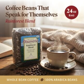 First Colony Organic Whole Bean Coffee, Rainforest Blend, Medium Roast, USDA Organic, 100% Arabica Beans, 24oz Bag for Home Brewers & Cafés, Hand-Roasted in the USA Since 1902