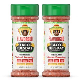 Flavor God 2 Bottles Taco Tuesday Seasoning Mix Natural Healthy Spice Blend For Grilling Chicken, Beef, Seafood, Vegetables, Salad, Tacos, Pizza, Kosher, Gluten & Dairy Free,...