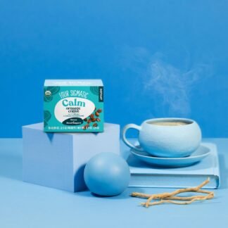 Four Sigmatic Calm Organic Instant Coffee | Medium Roast Arabica with Reishi & Chaga Mushrooms for Stress Relief & Mood Support | USDA Organic | Half Caffeine | 10 Packets