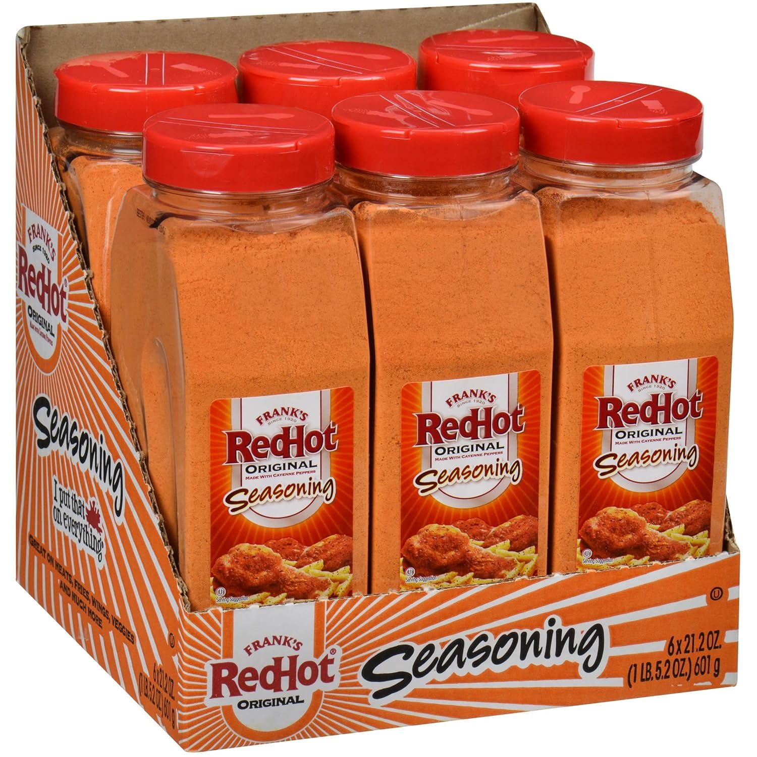 Franks RedHot Original Seasoning 212 oz - One 212 Ounce Container of Hot Sauce Seasoning Blend of Savory Garlic and Spicy Cayenne Pepper Perfect for Dry-Rubs - lunas-mystic-emporium.com Frank's RedHot Original Seasoning, 21.2 oz - One 21.2 Ounce Container of Hot Sauce Seasoning Blend of Savory Garlic and Spicy Cayenne Pepper, Perfect for Dry-Rubs