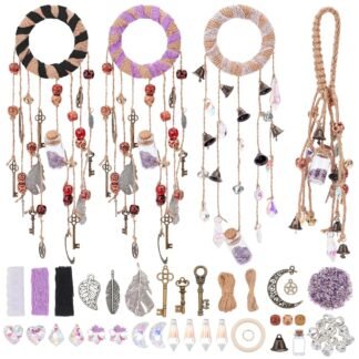 FREEBLOSS 4 Set Witch Bells DIY Kit for Door Knob Witch Bell Witchcraft Kit Lace&Hemp Rope Witchy Decor Positive Hanging Wiccan Wind Chimes Witchcraft Supplies Witches...