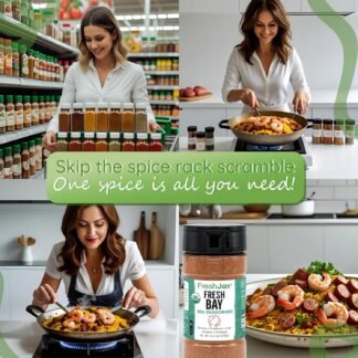 FreshJax Fresh Bay Seafood Seasoning, Savory Spice Blend 5.3 oz | All-Purpose Mix for Fish, Shrimp, Crab, Seafood Boil, Chicken, Vegetables, Soups, Cooking | Kitchen Staple -...