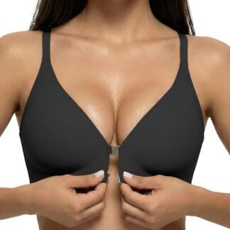 Front Closure Bras for Women - Wireless Magnetic Racerback Jelly Bralette, Seamless Comfort Support