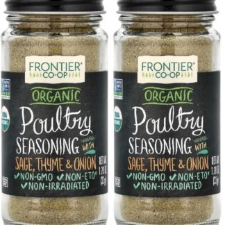 Frontier Co-op Organic Poultry Seasoning, 1.2-Ounce Jar, Sage, Thyme & Onion For Chicken, Sausage, Gravy & Stuffing, Kosher (Pack of 2)