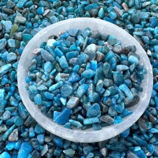 GAF TREASURES 2 oz Lot Natural Apatite Semi Tumbled Gemstone Chips, Crushed Mini Crystals, Undrilled Crystal Chips (Apatite)