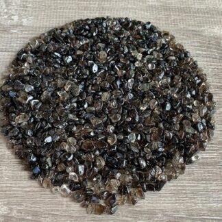 GAF TREASURES 2 oz Lot Natural Semi Tumbled Gemstone Chips, Crushed Mini Crystals, Undrilled Crystal Chips (Smoky Quartz)