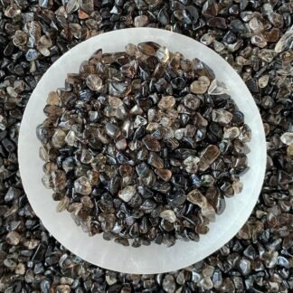 GAF TREASURES 2 oz Lot Natural Semi Tumbled Gemstone Chips, Crushed Mini Crystals, Undrilled Crystal Chips (Smoky Quartz)