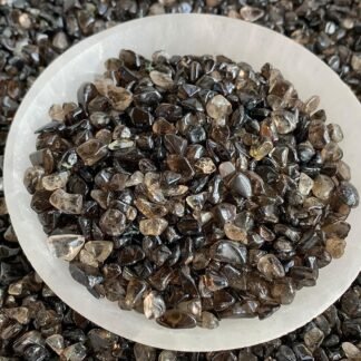 GAF TREASURES 2 oz Lot Natural Semi Tumbled Gemstone Chips, Crushed Mini Crystals, Undrilled Crystal Chips (Smoky Quartz)