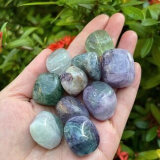 GAF TREASURES Wholesale Rainbow Fluorite Tumbled Stones, Polished Natural Rainbow Fluorite Gemstone, Rainbow Fluorite Polished Rocks (Rainbow Fluorite, 0.25 Pound)