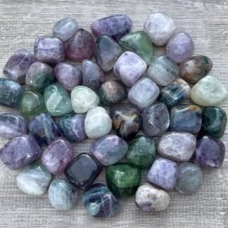 GAF TREASURES Wholesale Rainbow Fluorite Tumbled Stones, Polished Natural Rainbow Fluorite Gemstone, Rainbow Fluorite Polished Rocks (Rainbow Fluorite, 0.25 Pound)