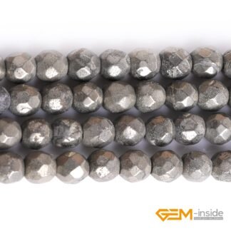 GEM-Inside 4mm Pyrite Beads Crystal Stone Faceted Round Genuine Loose Beads for Bracelet Necklace Jewelry Making 15"