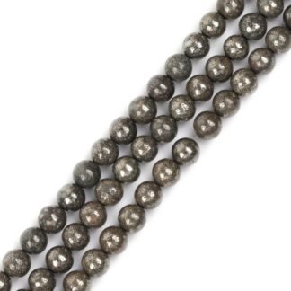 GEM-Inside 8mm Pyrite Beads Crystal Stone Smooth Round Genuine Loose Beads for Bracelet Necklace Jewelry Making 15"
