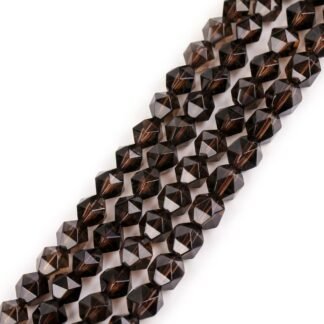 GEM-Inside Natural 8mm Smoky Quartz Gemstone Loose Beads Faceted Cambay Crystal Energy Stone Power for Jewelry Making 15"