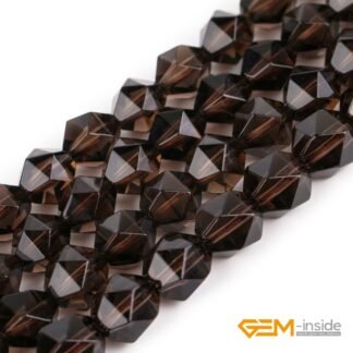 GEM-Inside Natural 8mm Smoky Quartz Gemstone Loose Beads Faceted Cambay Crystal Energy Stone Power for Jewelry Making 15"