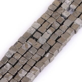 GEM-Inside Pyrite Cube 4mm Crystal Stone Beads Semi Precious Loose Beads for Necklace Bracelet Jewelry Making Adults 15"