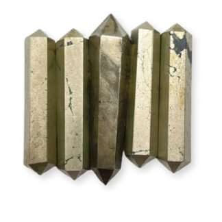 GEMSCITE 5 Pieces Pyrite Double Terminated Crystal Healing for Jewelry Making Necklace Wire Wrapping Pendant Crystal Grids