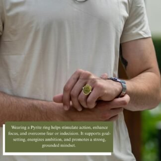 GEMSCITE Natural Pyrite Crystal Statement Ring, Raw Stone, Twisted Metal Band, Mix Shape