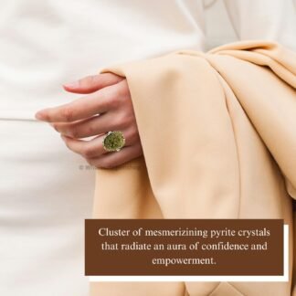 GEMSCITE Natural Pyrite Crystal Statement Ring, Raw Stone, Twisted Metal Band, Mix Shape