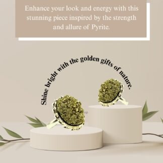 GEMSCITE Natural Pyrite Crystal Statement Ring, Raw Stone, Twisted Metal Band, Mix Shape