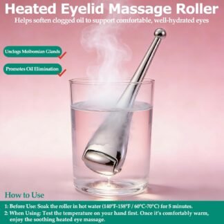 Gentle Metal Eyelid Massage Wand for Blocked Glands - Relieves Chalazion, Stye, Dry Eyes, and MGD,Eye Roller for Improves Meibum Flow & Unclogs Oil Glands