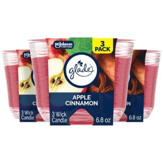 Glade 3-Wick Scented Candle Jar, Apple Cinnamon, Air Freshener Infused with Essential Oils, 6.8 Oz, 3 Count