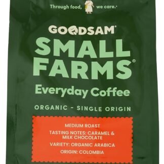 GoodSam Everyday Medium Roast Whole Bean Organic Coffee Beans — Chocolate & Caramel Notes — Single-Origin Colombian Small Farm Coffee — 12 oz Bag