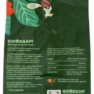 GoodSam Everyday Medium Roast Whole Bean Organic Coffee Beans — Chocolate & Caramel Notes — Single-Origin Colombian Small Farm Coffee — 12 oz Bag