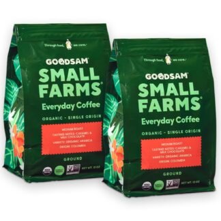 GoodSam Everyday Medium Roast Whole Bean Organic Coffee Beans — Chocolate & Caramel Notes — Single-Origin Colombian Small Farm Coffee — 12 oz Bag