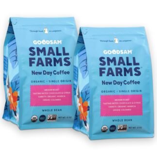 GoodSam Everyday Medium Roast Whole Bean Organic Coffee Beans — Chocolate & Caramel Notes — Single-Origin Colombian Small Farm Coffee — 12 oz Bag