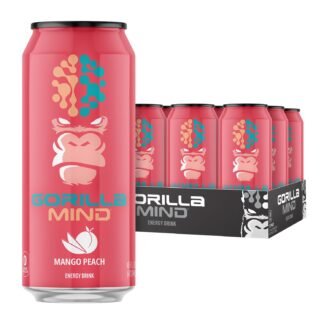 Gorilla Mind Energy Drink | Unmatched Energy · Amplified Focus | N-Acetyl-L-Tyrosine, Alpha-GPC, 200mg Caffeine, Uridine, Saffron | 0 Sugar Or Artificial Colors | 16oz, 12-Pack...