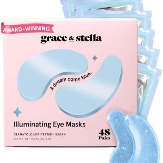 grace & stella Award Winning Under Eye Mask Reduce Dark Circles, Puffy Eyes, Undereye Bags, Wrinkles, Gel Under Eye Patches, New Mom Gifts - Vegan Self Care (48 Pairs, Blue)