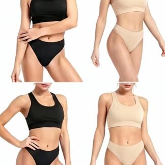 GRANKEE Women's High Waisted Breathable Seamless Thong Panties,No Show Workout Underwear,Comfortable Cotton Crotch,6 Pack