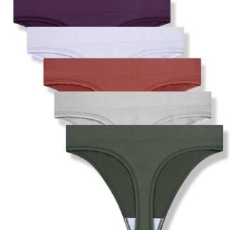 GRANKEE Women's High Waisted Breathable Seamless Thong Panties,No Show Workout Underwear,Comfortable Cotton Crotch,6 Pack