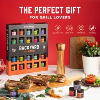 Grilling Spice Set Grill Seasoning Gifts, 20 Unique Spices and Seasonings Jars Gift Set, BBQ Gifts For Men, Dad, Husband, Father, Flavors Like Chili, Cajun, Garlic, Steak, Rub,...