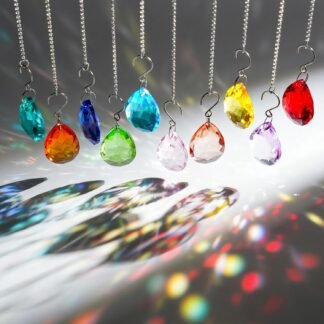 H&D HYALINE & DORA 10pcs Bauhinia Crystal Suncatcher Prisms Chandelier Beads Replacement 38mm Hanging Crystals Ornament Pendant for Window Wedding Party Decor,Green