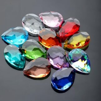 H&D HYALINE & DORA 10pcs Bauhinia Crystal Suncatcher Prisms Chandelier Beads Replacement 38mm Hanging Crystals Ornament Pendant for Window Wedding Party Decor,Green