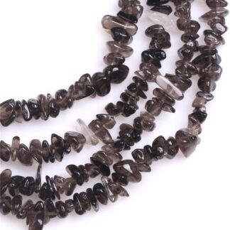HAAMIIQII 5-8mm Natural Smoky Quartz Chips Irregular Stones Loose Gemstone Energy Healing Beads for Jewelry Making 30 Inch Strand