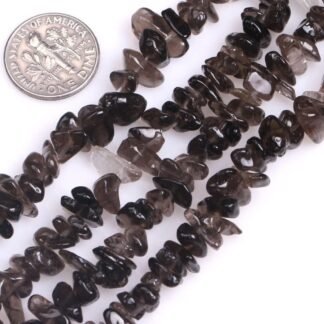 HAAMIIQII 5-8mm Natural Smoky Quartz Chips Irregular Stones Loose Gemstone Energy Healing Beads for Jewelry Making 30 Inch Strand