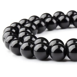 HAAMIIQII 60pcs 6mm Natural Black Onyx Stone Beads Round Loose Gemstone Beads for Jewelry Making Strand 15 Inch