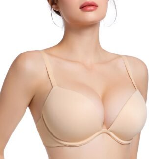 HACI Women's Push Up Bra Plunge Deep V Thick Padded Underwire Seamless Multiway Add 2 Cups