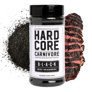 Hardcore Carnivore Black: Activated Charcoal Meat Seasoning Rub (13 oz Shaker) Texas-Made, Blend for Steak, Brisket, Burgers, BBQ, Grilling and Smoking