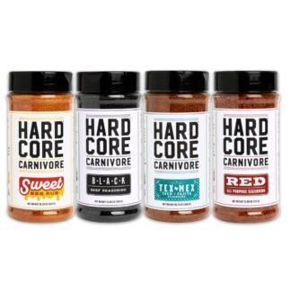 Hardcore Carnivore Core Pack (4 Rub Set) Black Beef, Red All -Purpose, Tex Mex, Sweet BBQ Seasonings | Bold Texas-Made Flavors for Grilling, Smoking and Cooking