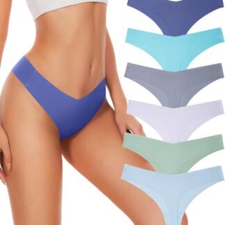 Hellopopgo Seamless Thongs For Women V-waisted No Show Thong Seamless Panties Breathable Comfortable Underwear Womens 6-Pack - lunas-mystic-emporium.com Hellopopgo Seamless Thongs For Women V-waisted No Show Thong Seamless Panties Breathable Comfortable Underwear Womens 6-Pack