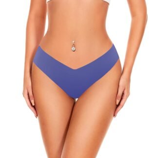 Hellopopgo Seamless Thongs For Women V-waisted No Show Thong Seamless Panties Breathable Comfortable Underwear Womens 6-Pack